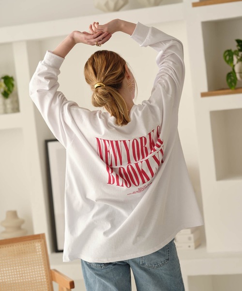 Mia   （ミア）の「バックプリントテキストPT・Tシャツ（Tシャツ/カットソー・レディース・オフホワイト/杢グレー・FREE）」の12枚目の写真