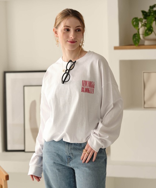 Mia   （ミア）の「バックプリントテキストPT・Tシャツ（Tシャツ/カットソー・レディース・オフホワイト/杢グレー・FREE）」の13枚目の写真
