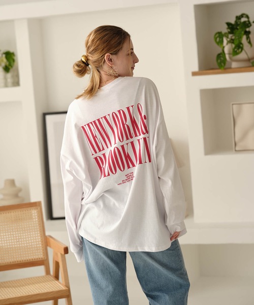 Mia   （ミア）の「バックプリントテキストPT・Tシャツ（Tシャツ/カットソー・レディース・オフホワイト/杢グレー・FREE）」の16枚目の写真