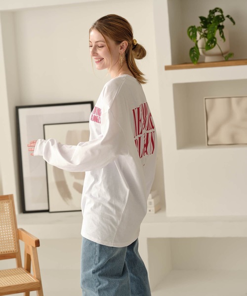 Mia   （ミア）の「バックプリントテキストPT・Tシャツ（Tシャツ/カットソー・レディース・オフホワイト/杢グレー・FREE）」の18枚目の写真