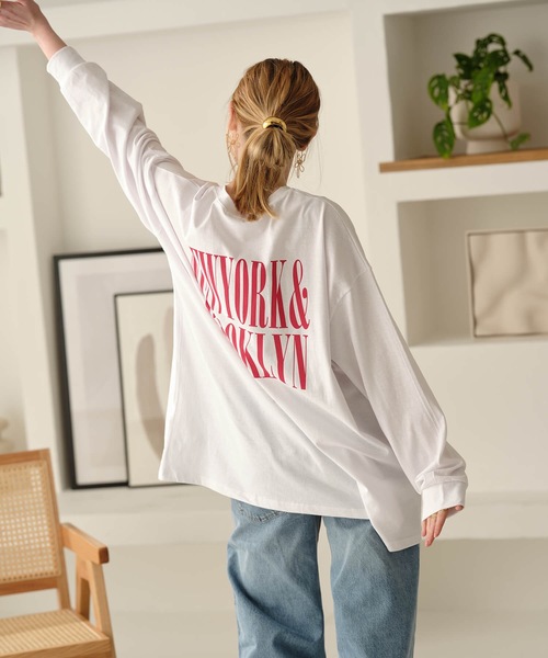 Mia   （ミア）の「バックプリントテキストPT・Tシャツ（Tシャツ/カットソー・レディース・オフホワイト/杢グレー・FREE）」の19枚目の写真