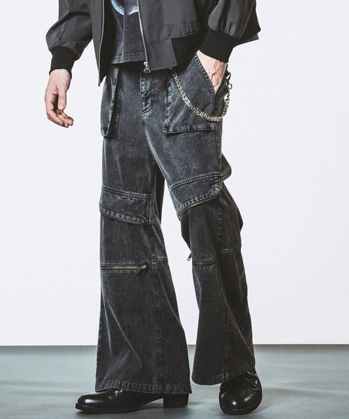 NO ID.(ノーアイディ)の「【NO ID.】Flap Zip Wide Pants / フラップ ジップ ワイド パンツ(その他パンツ・メンズ・ブラック/グレー・2/1)」の2枚目の写真