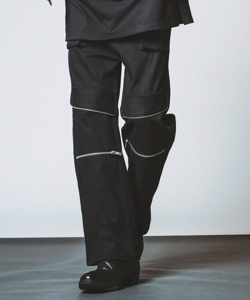 セール】【NO ID.】Flap Zip Wide Pants / フラップ ジップ ワイド