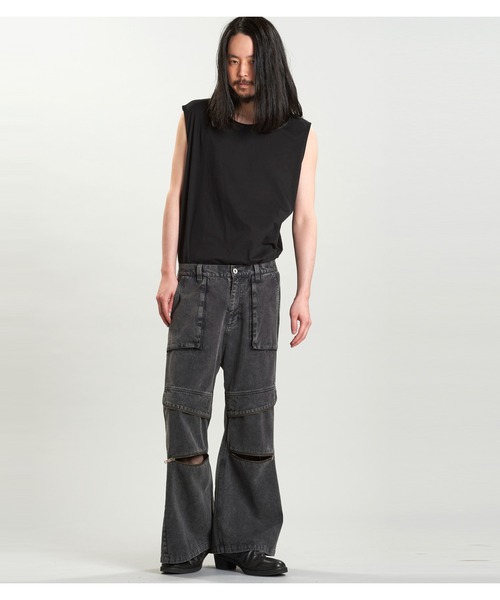 NO ID.(ノーアイディ)の「【NO ID.】Flap Zip Wide Pants / フラップ ジップ ワイド パンツ(その他パンツ・メンズ・ブラック/グレー・2/1)」の3枚目の写真