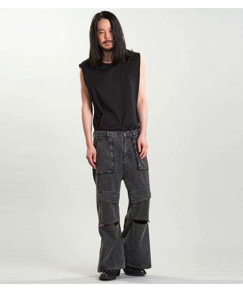 セール】【NO ID.】Flap Zip Wide Pants / フラップ ジップ ワイド