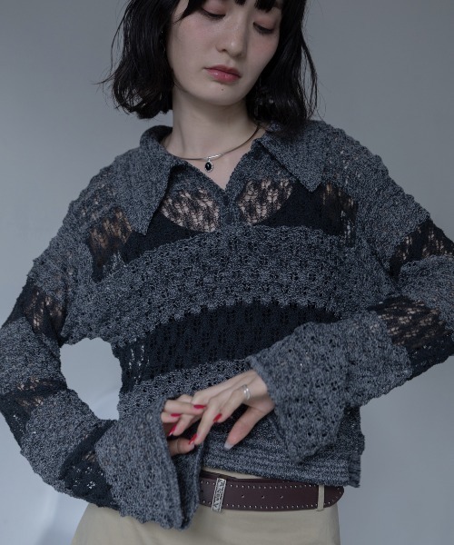 【Maison Margiela】ライン10 透かし編み ポロシャツ improves（インプローブス） ポロシャツ メンズ NULL ヌル 透かし編み