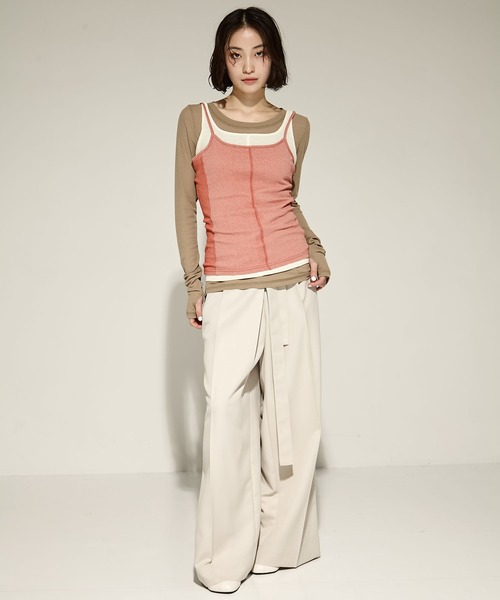 STUDIOUS / 3layered jersey top ブラック STUDIOUS/ステュディオス】3 Layered Jersey Top/レイヤード