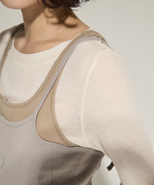 STUDIOUS(ステュディオス)の「【STUDIOUS/ステュディオス】3 Layered Jersey Top/レイヤードジャージートップス(Tシャツ/カットソー・レディース・オフホワイト/ブラック/ベージュ・FREE)」の19枚目の写真