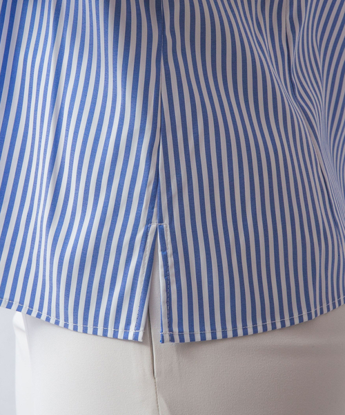 NARACAMICIE（ナラカミーチェ）の「【NARACAMICIE】ストレッチストライプフリル七分袖シャツ（シャツ/ブラウス・レディース・ブルー/グレー・L/M/XXL/XL/S）」の14枚目の写真