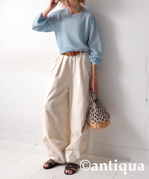antiqua(アンティカ)の「シアーニット(ニット/セーター・レディース・イエロー/ネイビー/ブラック/ブルー/グレー・ONESIZE)」の18枚目の写真