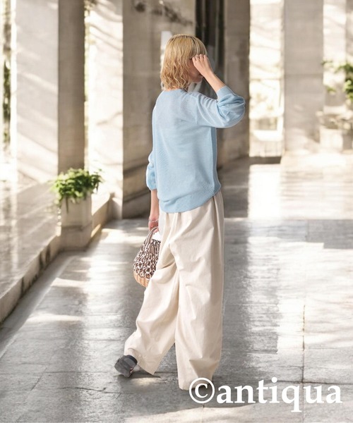antiqua(アンティカ)の「シアーニット(ニット/セーター・レディース・イエロー/ネイビー/ブラック/ブルー/グレー・ONESIZE)」の22枚目の写真