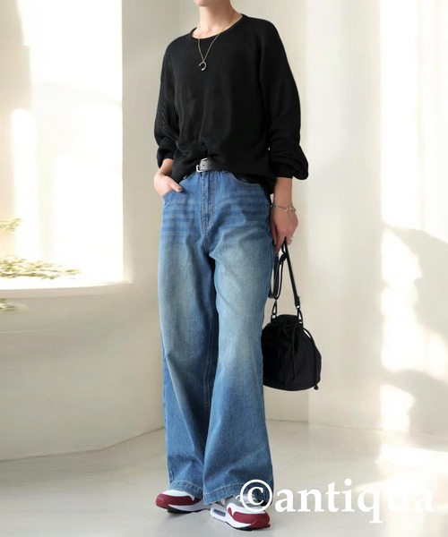 antiqua(アンティカ)の「シアーニット(ニット/セーター・レディース・イエロー/ネイビー/ブラック/ブルー/グレー・ONESIZE)」の7枚目の写真