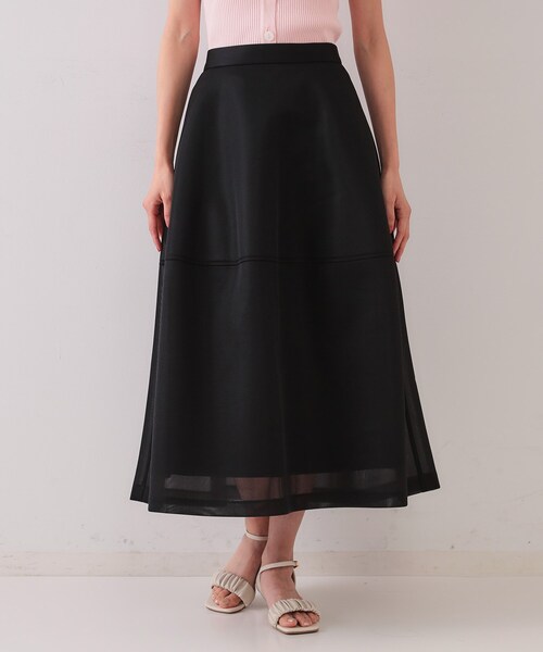 OPAQUE.CLIP（オペークドットクリップ）の「《美人百花掲載》スポンディッシュシアーフレアスカート【洗濯機洗い可】（スカート・レディース・ブラック/グリーン系・00）」の11枚目の写真