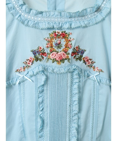 【ほぼ新品】PINKHOUSEピンクハウス◆フラワー刺繍ブラウス セール】クレストフラワー刺繍使いブラウス（シャツ/ブラウス