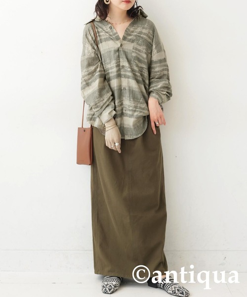 antiqua(アンティカ)の「ニュアンス柄シャツ(シャツ/ブラウス・レディース・ブラック/ベージュ系その他・ONESIZE)」の10枚目の写真