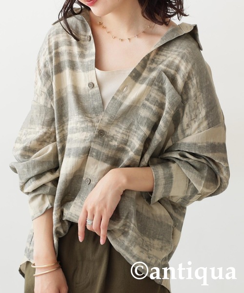 antiqua(アンティカ)の「ニュアンス柄シャツ(シャツ/ブラウス・レディース・ブラック/ベージュ系その他・ONESIZE)」の11枚目の写真