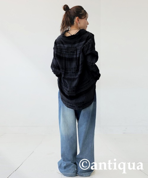 antiqua(アンティカ)の「ニュアンス柄シャツ(シャツ/ブラウス・レディース・ブラック/ベージュ系その他・ONESIZE)」の5枚目の写真