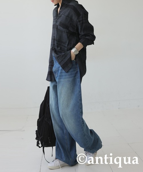 antiqua(アンティカ)の「ニュアンス柄シャツ(シャツ/ブラウス・レディース・ブラック/ベージュ系その他・ONESIZE)」の7枚目の写真