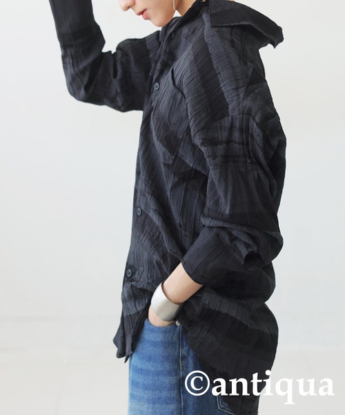 antiqua(アンティカ)の「ニュアンス柄シャツ(シャツ/ブラウス・レディース・ブラック/ベージュ系その他・ONESIZE)」の9枚目の写真