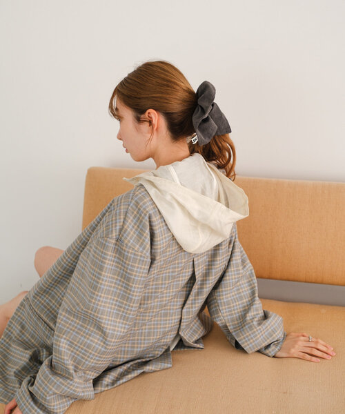 Kastane（カスタネ）の「【裏地なし】チェックシャツジャケット（テーラードジャケット・レディース・ブラック/アイボリー/グレー・FREE）」の15枚目の写真