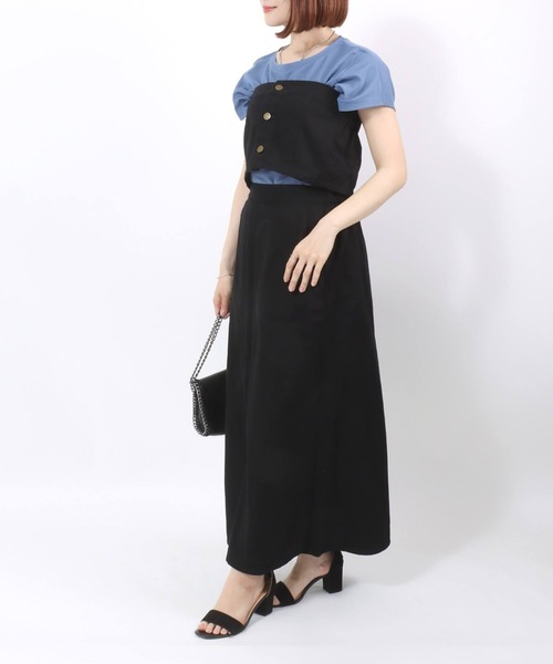 Lee（リー）の「Lee（リー）COMFORT BUSTIER SKIRT/ マルチウェイ デニム・ツイルブラック オールインワンスカート レディース（つなぎ/オールインワン・レディース・ブラック系その他/インディゴブルー・S/M）」の6枚目の写真