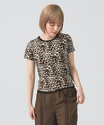 Ray BEAMS | レオパード プリント レース ヘム Tシャツ(Tシャツ/カットソー)