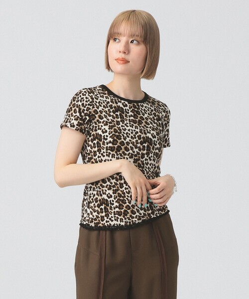 Ray BEAMS（レイビームス）の「レオパード プリント レース ヘム Tシャツ（Tシャツ/カットソー・レディース・サックスブルー/ベージュ・ONE SIZE）」の5枚目の写真