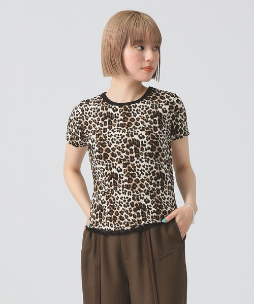 Ray BEAMS（レイビームス）の「レオパード プリント レース ヘム Tシャツ（Tシャツ/カットソー・レディース・サックスブルー/ベージュ・ONE SIZE）」の6枚目の写真