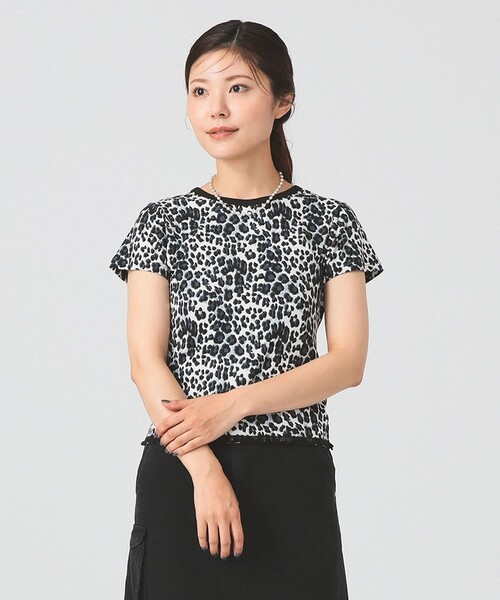 tシャツ レオパード プリント レース ヘム Tシャツ レディース Ray BEAMS tシャツ レオパード プリント レース ヘム Tシャツ
