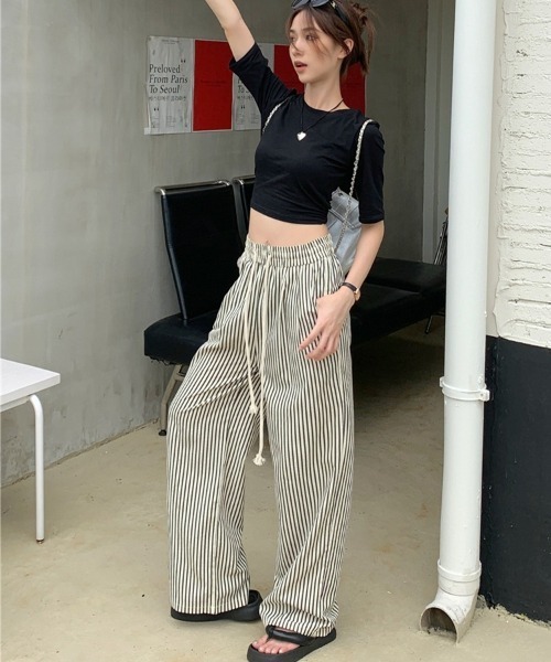 aremoi(アレモイ)の「【aremoi / アレモイ】ストライプリラクシーパンツ(その他パンツ・レディース・ブラック/ブラウン/グリーン・X-LARGE/MEDIUM/LARGE)」の7枚目の写真