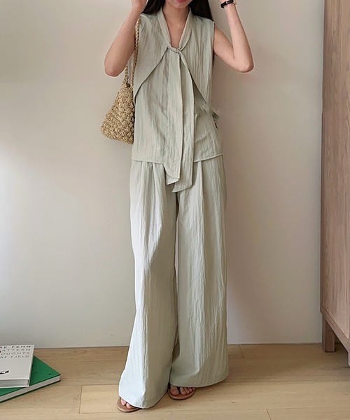 Girly Doll セットアップ ノースリーブブラウスとワイドパンツ