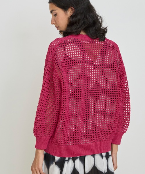 メッシュボタンレスカーディガン