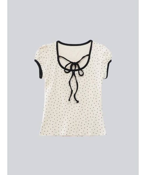 Uenui（ウニュイ）の「パフスリーブドットリボントップス　ribbon puff tops（Tシャツ/カットソー・レディース・ブラック/レッド・FREE）」の22枚目の写真