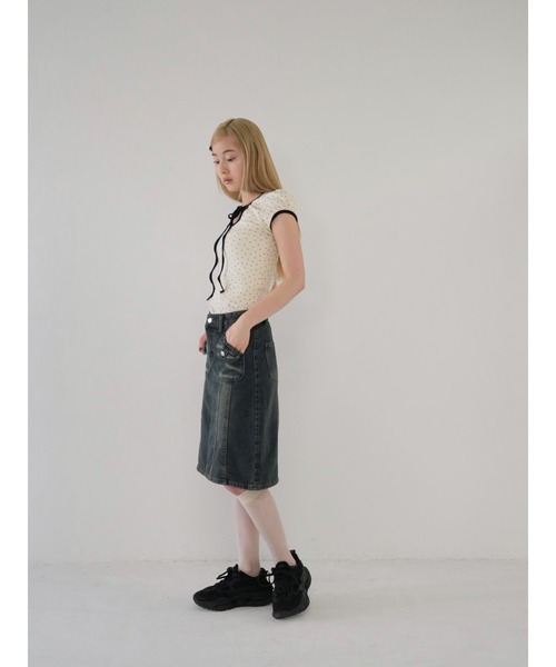 Uenui（ウニュイ）の「パフスリーブドットリボントップス　ribbon puff tops（Tシャツ/カットソー・レディース・ブラック/レッド・FREE）」の11枚目の写真