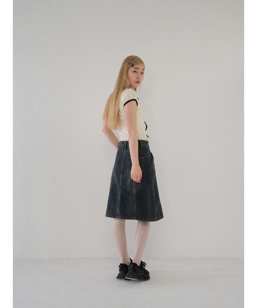 Uenui（ウニュイ）の「パフスリーブドットリボントップス　ribbon puff tops（Tシャツ/カットソー・レディース・ブラック/レッド・FREE）」の13枚目の写真