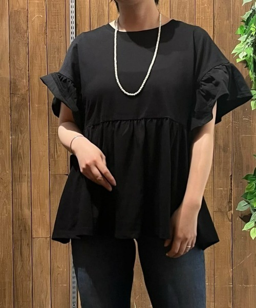 Right-on(ライトオン)の「【HONEYSUCKLE ROSE】接触冷感フリルTシャツ(その他トップス・レディース・レッド/オフホワイト/ブラック・M/L)」の3枚目の写真
