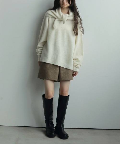 anuke(アンヌーク)の「anuke Layered Scarf Knit レイヤードスカーフニット/62520528(ニット/セーター・レディース・ブラウン/アイボリー・ONE SIZE)」の3枚目の写真