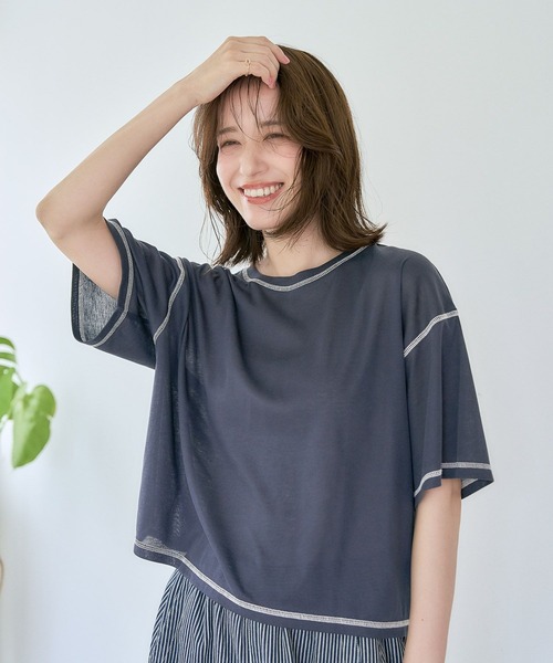 ハーブです セール】ステッチシアーワイドプルオーバー（Tシャツ/カットソー