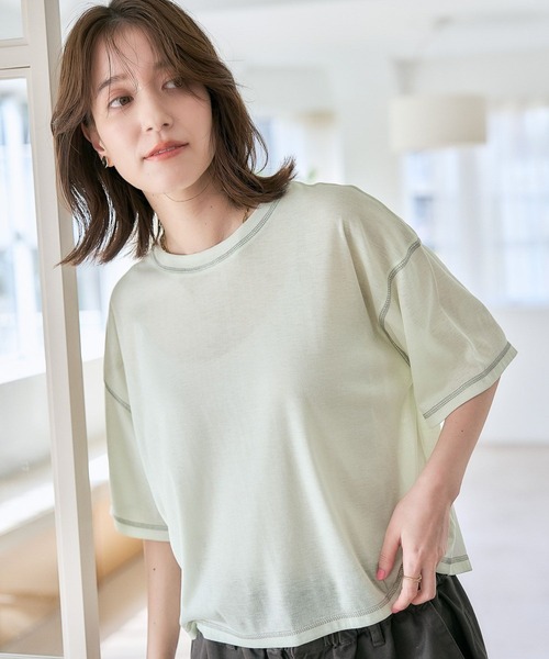 ハーブです セール】ステッチシアーワイドプルオーバー（Tシャツ/カットソー