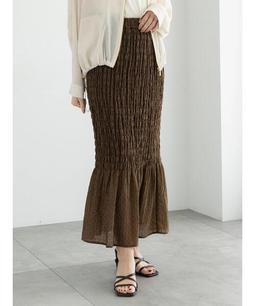 Te chichi(テチチ)の「【松井愛莉着用】ドットシャーリングタイトスカート(セットアップ可)《2025summer catalog item》(スカート・レディース・ブラウン/ブラック・F)」の2枚目の写真