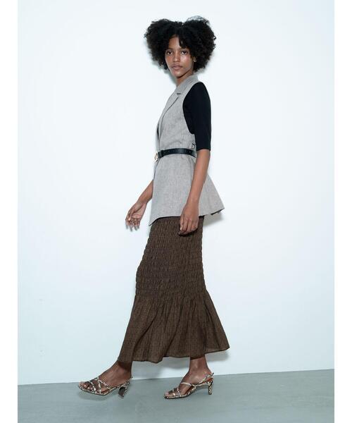 Te chichi(テチチ)の「【松井愛莉着用】ドットシャーリングタイトスカート(セットアップ可)《2025summer catalog item》(スカート・レディース・ブラウン/ブラック・F)」の5枚目の写真