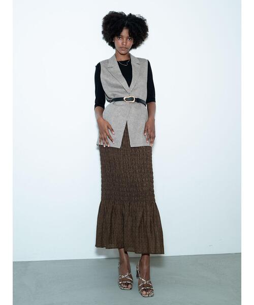 Te chichi(テチチ)の「【松井愛莉着用】ドットシャーリングタイトスカート(セットアップ可)《2025summer catalog item》(スカート・レディース・ブラウン/ブラック・F)」の6枚目の写真