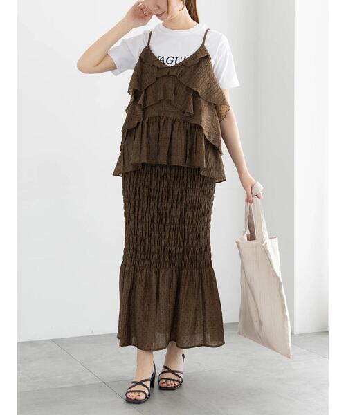 Te chichi(テチチ)の「【松井愛莉着用】ドットシャーリングタイトスカート(セットアップ可)《2025summer catalog item》(スカート・レディース・ブラウン/ブラック・F)」の10枚目の写真