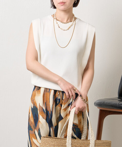 Jena espace merveilleux（ジェナ　エスパスメルヴェイユ）の「スクエアノースリニット（ニット/セーター・レディース・レッド/ネイビー/オフホワイト・FREE）」の7枚目の写真