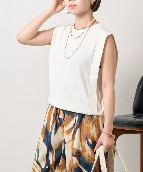 Jena espace merveilleux（ジェナ　エスパスメルヴェイユ）の「スクエアノースリニット（ニット/セーター・レディース・レッド/ネイビー/オフホワイト・FREE）」の8枚目の写真