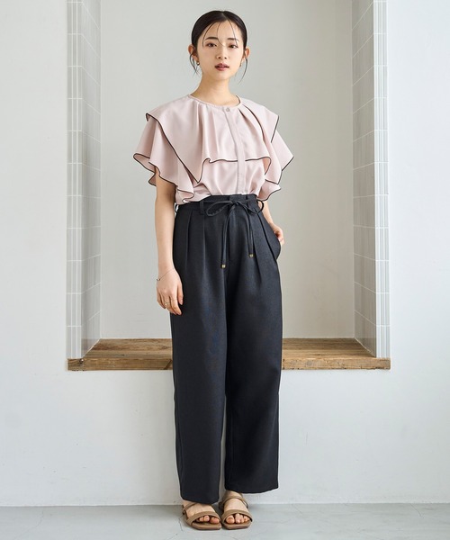 ミリー Milly リネン パンツ シルクベルト ベージュ ミリー Milly リネン パンツ シルクベルト ベージュ