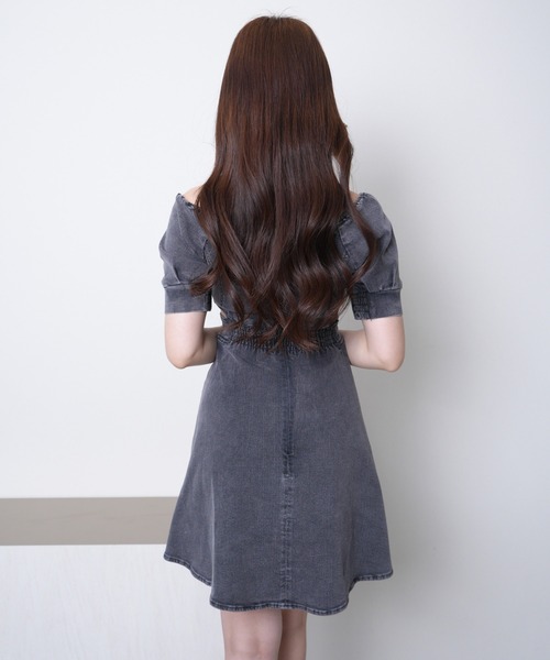 サイドカットデニムフレアワンピース（ワンピース）｜LIPSERVICE