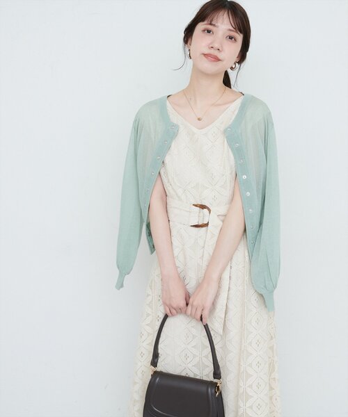 natural couture(ナチュラルクチュール)の「ウエストベルト付きカラーレースワンピース(ワンピース・レディース・ブラック/アイボリー/グリーン/ピンク・FREE)」の11枚目の写真