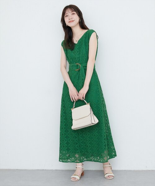 natural couture(ナチュラルクチュール)の「ウエストベルト付きカラーレースワンピース(ワンピース・レディース・ブラック/アイボリー/グリーン/ピンク・FREE)」の18枚目の写真