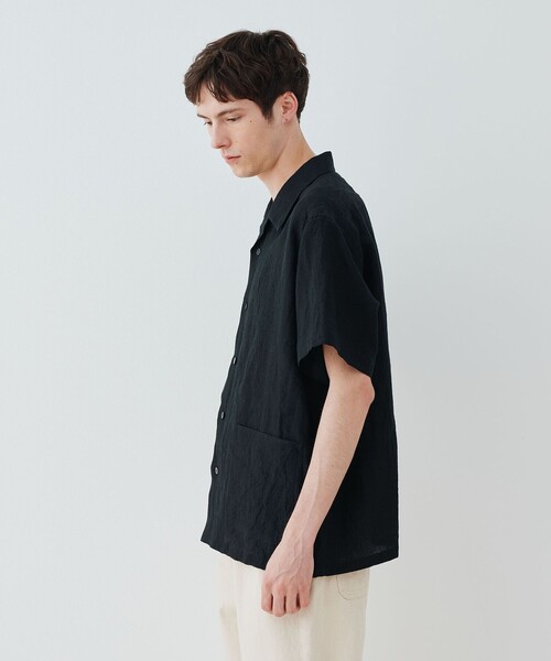 GALERIE VIE（ギャルリー ヴィー）の「ランダムリネン オープンカラーシャツ（シャツ/ブラウス・メンズ・ブラック系その他/ブラック・FREE）」の5枚目の写真